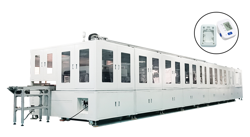  聯(lián)翊電子血壓計(jì)自動(dòng)組裝線(xiàn)一條非標(biāo)結(jié)構(gòu)進(jìn)行組裝，區(qū)分良品及不良品，自動(dòng)分揀的自動(dòng)化流水線(xiàn)